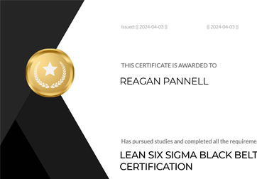 Lean Six Sigma Black Belt Certificate