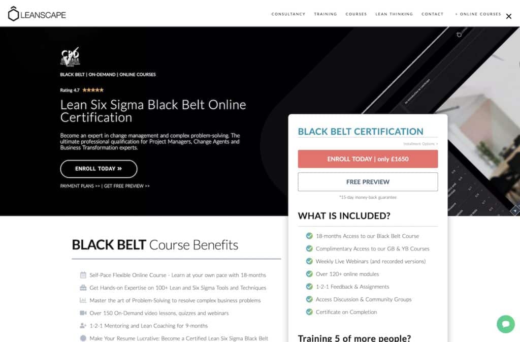 Black Belt Lean Six Sigma Course