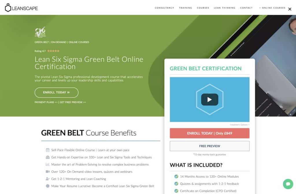 Green Belt Lean Six Sigma Course