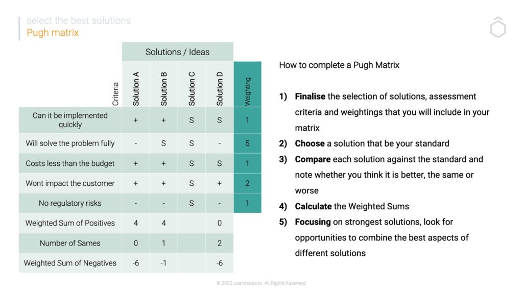 Pugh Matrix - Step 5