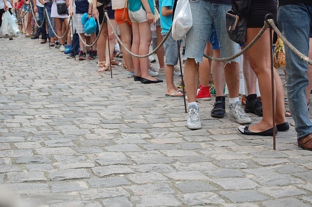people, foot, waiting, line, queue, crowd, street, gray crowd, gray street, queue, queue, queue, queue, queue